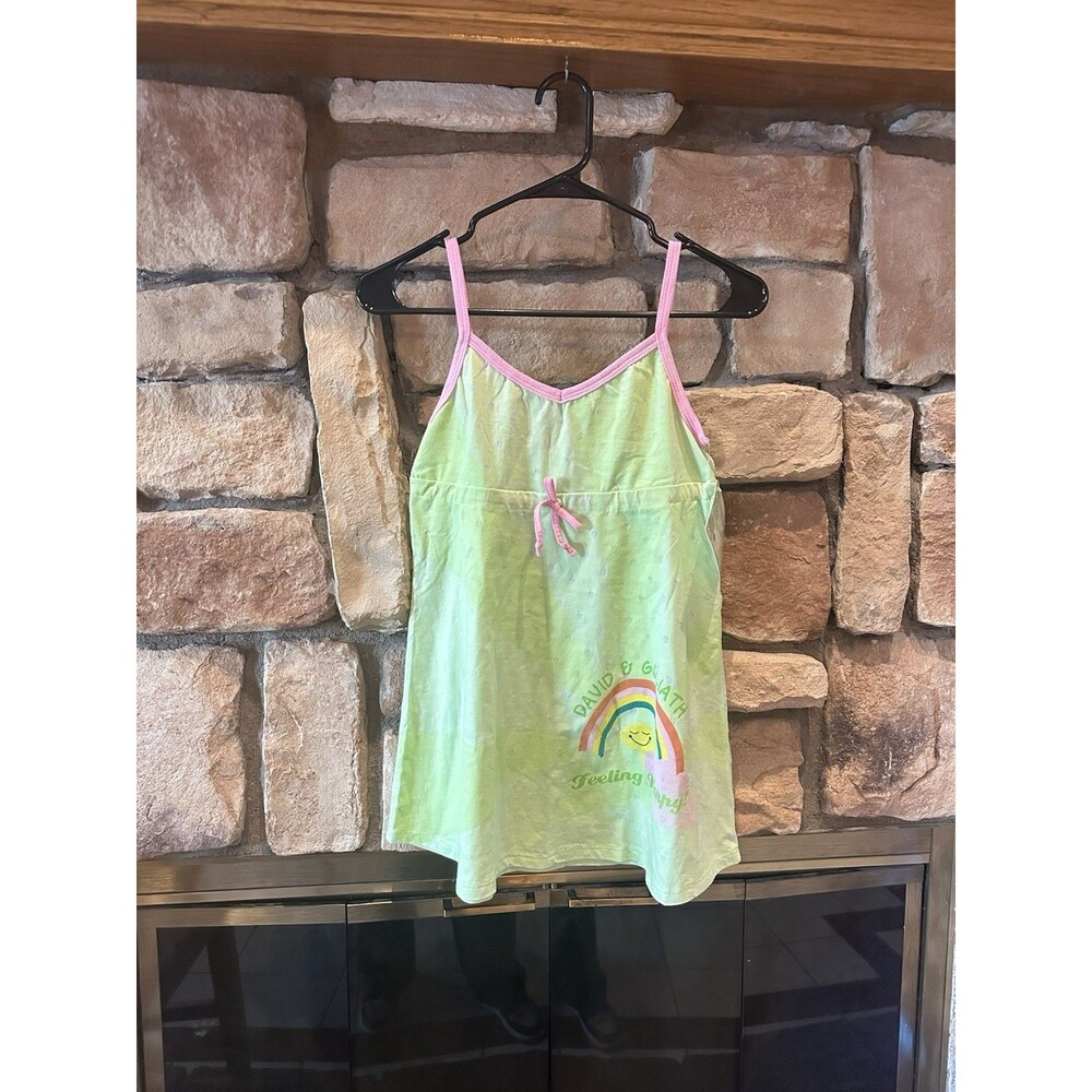 NWT David & Goliath Women Junior Green Sunshine Rainbow Babydoll Tank Top Cami L